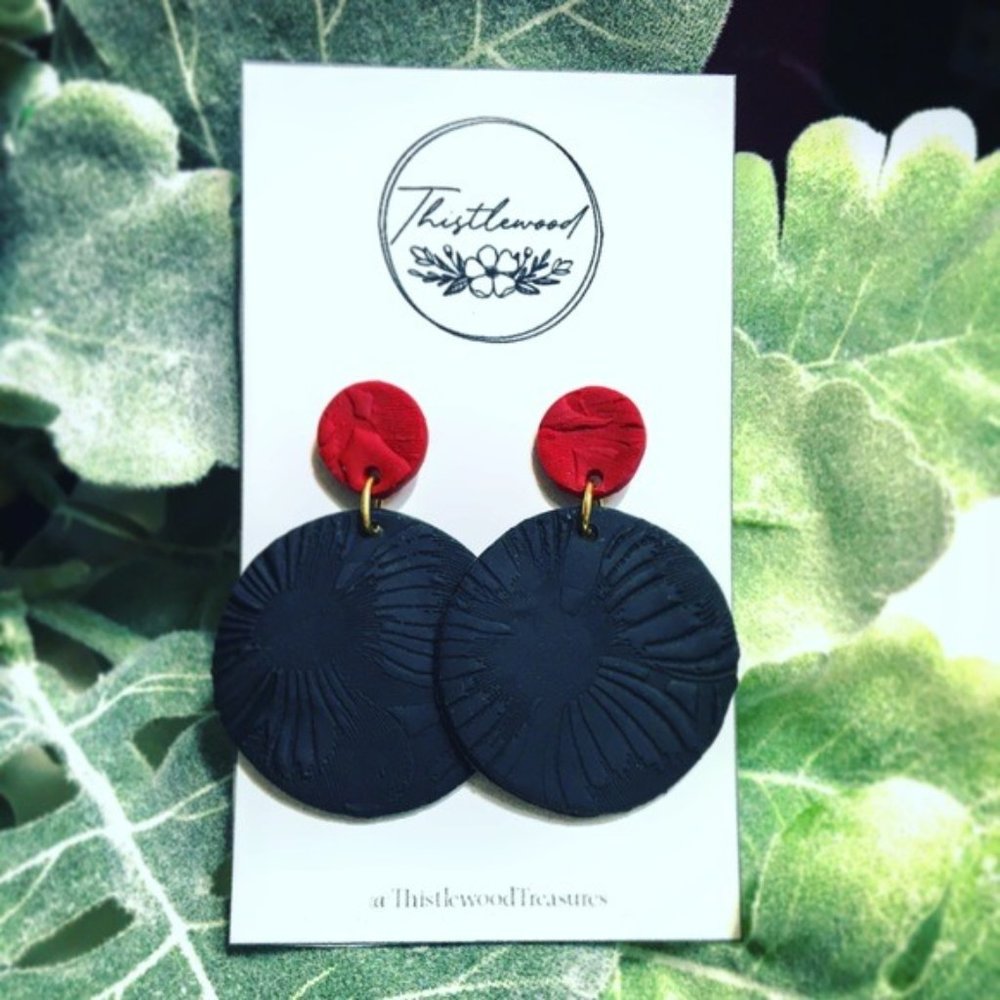 Handmade Polymer Clay Circle Drop Earrings